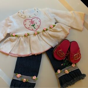 18” Doll Clothes 3 Piece Set with Embroidered Top and Jeans
